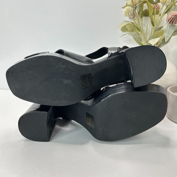 Jeffrey Campbell Amma-NW Crinkle Patent Platform Sandals Black Women's 9 NWOB - Picture 7 of 11